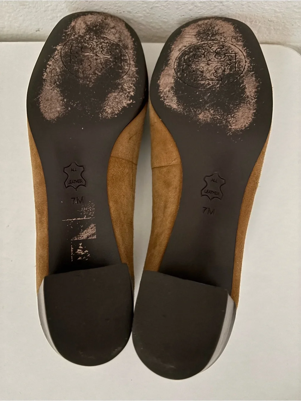 Tory Burch Brown Suede Flats with Gold Tone Buckle